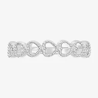 Womens 4MM 10K White Gold Heart Band