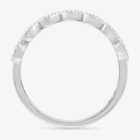 Womens 4MM 10K White Gold Heart Band