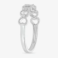 Womens 4MM 10K White Gold Heart Band