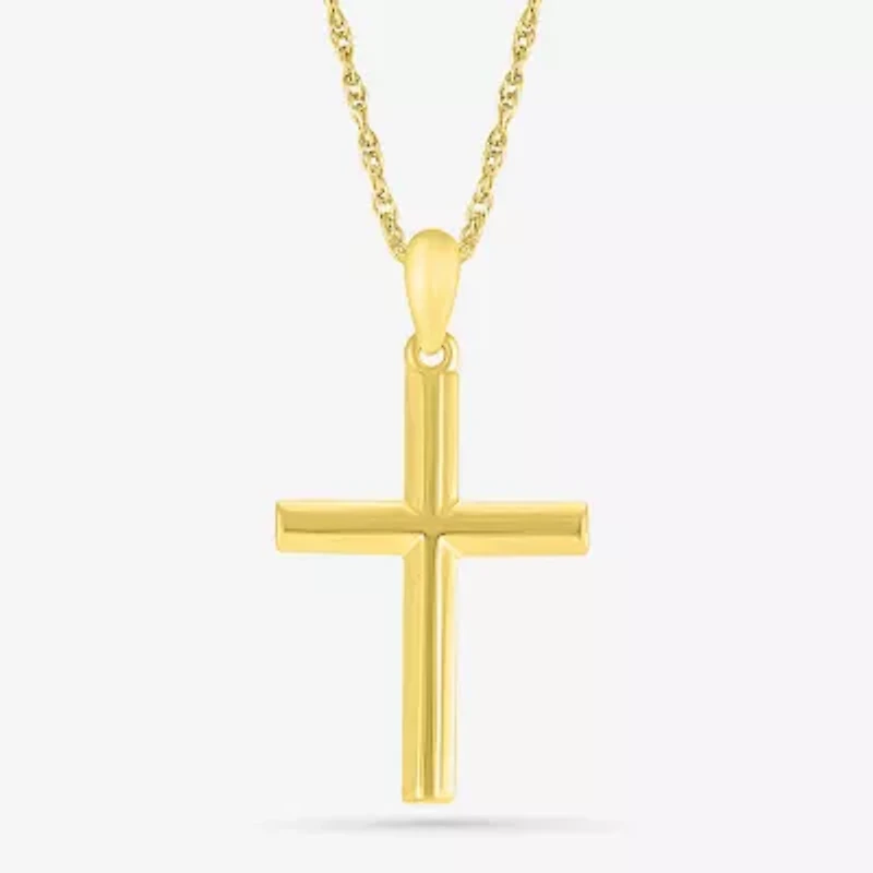 Womens 10K Gold Cross 18 Inch Pendant Necklace