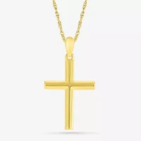 Womens 10K Gold Cross 18 Inch Pendant Necklace