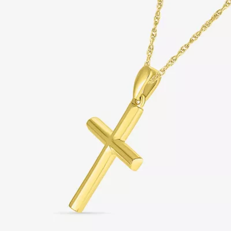 Womens 10K Gold Cross 18 Inch Pendant Necklace