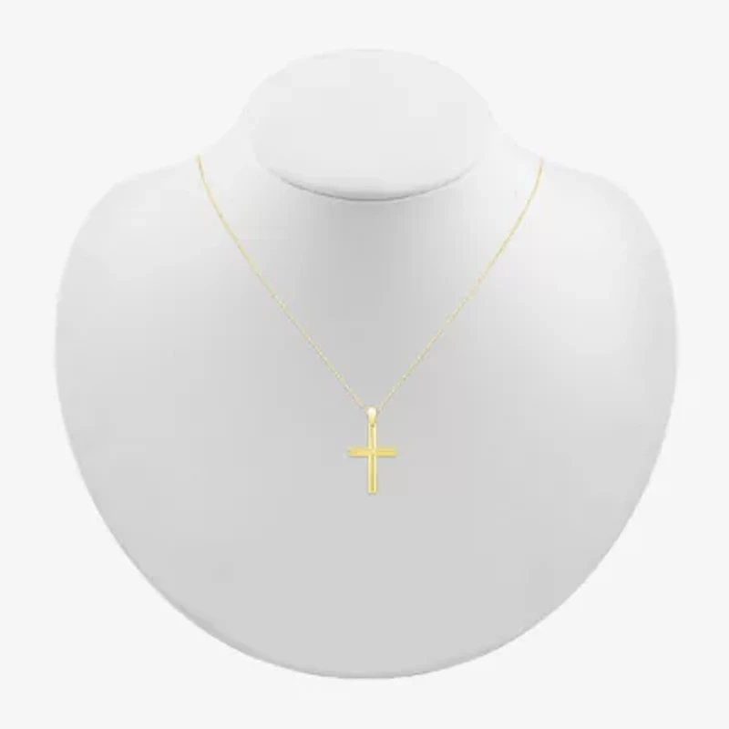 Womens 10K Gold Cross 18 Inch Pendant Necklace
