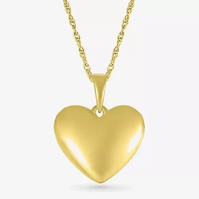 Womens 10K Gold Heart 18 Inch Pendant Necklace