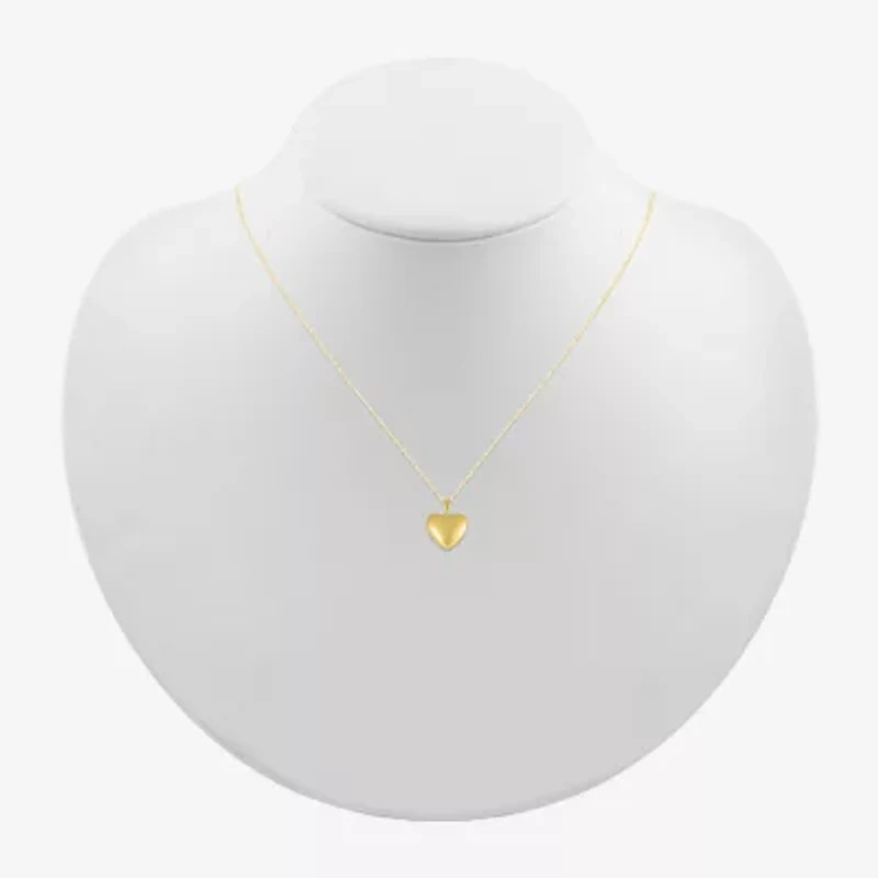 Womens 10K Gold Heart 18 Inch Pendant Necklace