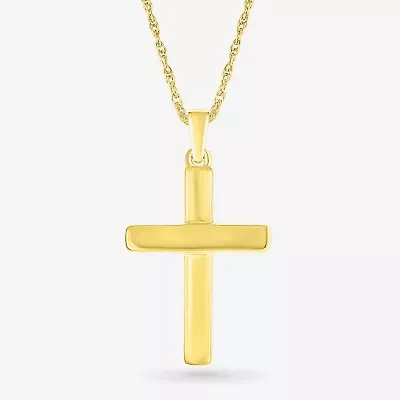 Womens 10K Gold Cross 18 Inch Pendant Necklace