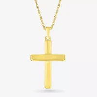 Womens 10K Gold Cross 18 Inch Pendant Necklace