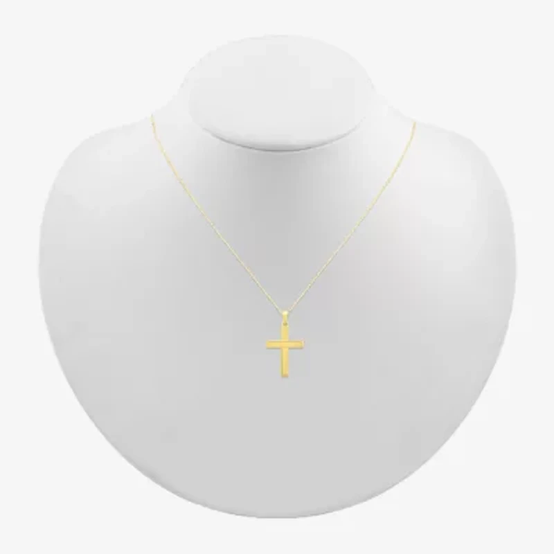 Womens 10K Gold Cross 18 Inch Pendant Necklace