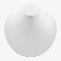 Womens 10K Gold Cross 18 Inch Pendant Necklace