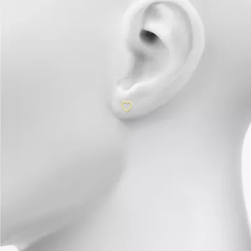 10K Gold 8.1mm Heart Stud Earrings