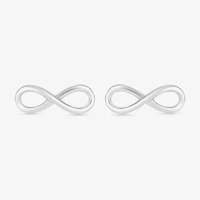 10K White Gold 4.3mm Infinity Stud Earrings
