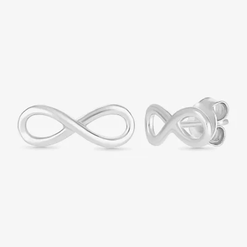 10K White Gold 4.3mm Infinity Stud Earrings