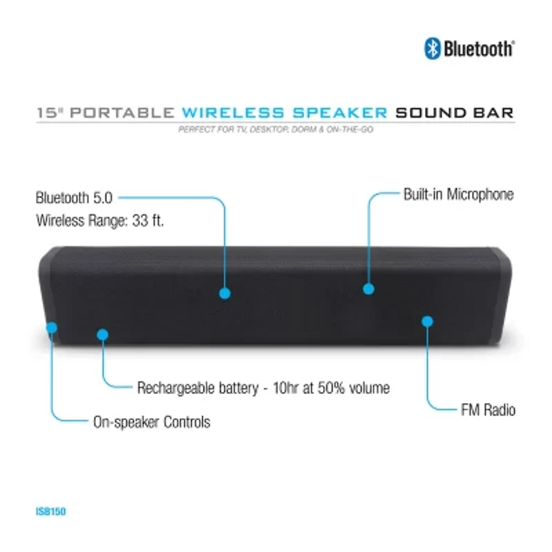 15" Portable Wireless Speaker Sound Bar"