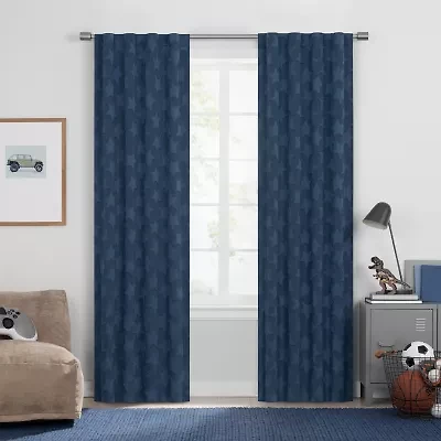 Under the Stars Kids Hayden Clip Star Rod Pocket Back Tab Energy Saving 100% Blackout Single Curtain Panel