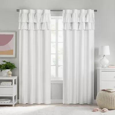 Under the Stars Kids Hayden Ruffle Rod Pocket Back Tab Energy Saving 100% Blackout Single Curtain Panel