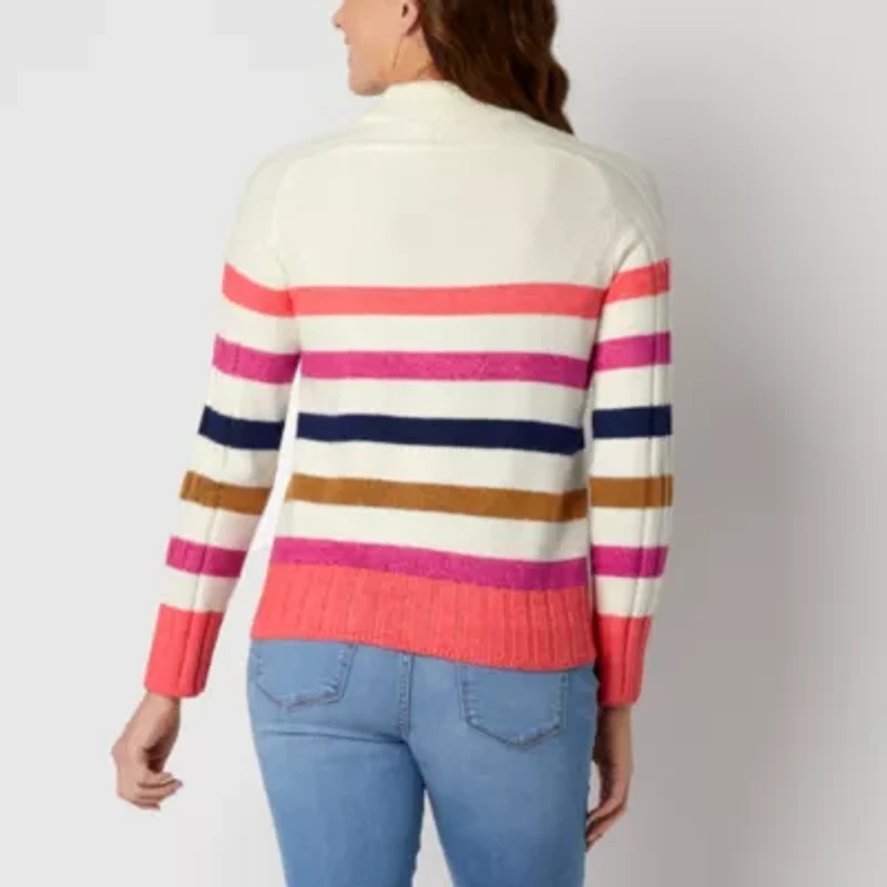 St. John's Bay Womens Mock Neck Long Sleeve Pullover Sweater
