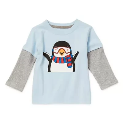 Okie Dokie Baby Boys Crew Neck Long Sleeve Regular Fit Graphic T-Shirt