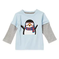 Okie Dokie Baby Boys Crew Neck Long Sleeve Regular Fit Graphic T-Shirt