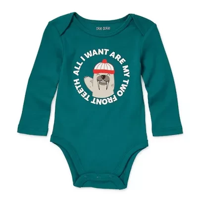 Okie Dokie Baby Boys Crew Neck Long Sleeve Rib Bodysuit