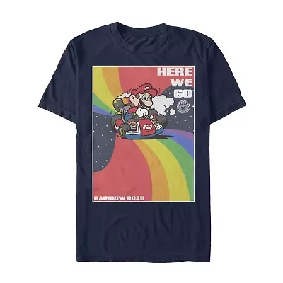 Mens Crew Neck Short Sleeve Regular Fit Super Mario Graphic T-Shirt