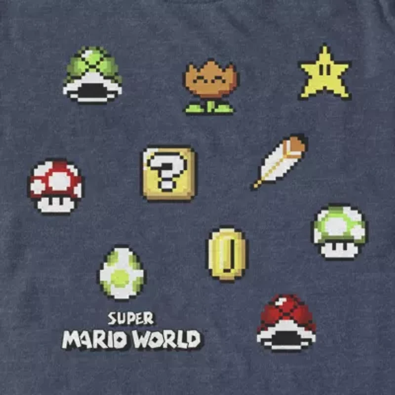 Mens Crew Neck Short Sleeve Regular Fit Super Mario Graphic T-Shirt