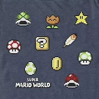 Mens Crew Neck Short Sleeve Regular Fit Super Mario Graphic T-Shirt