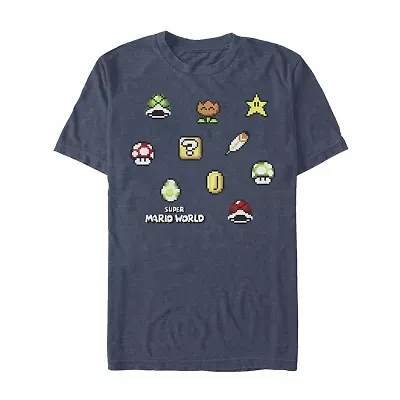 Mens Crew Neck Short Sleeve Regular Fit Super Mario Graphic T-Shirt
