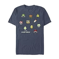 Mens Crew Neck Short Sleeve Regular Fit Super Mario Graphic T-Shirt