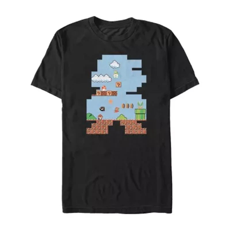 Mens Crew Neck Short Sleeve Regular Fit Super Mario Graphic T-Shirt