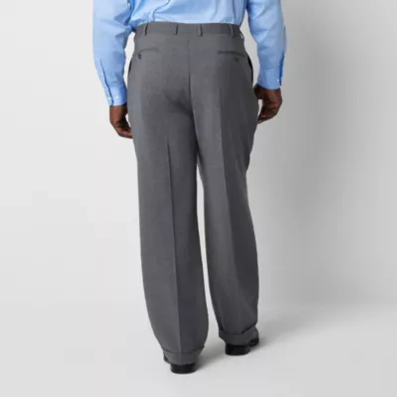 Stafford Super Wool Blend Mens Big and Tall Stretch Fabric Classic Fit Pleated Front Suit Pant