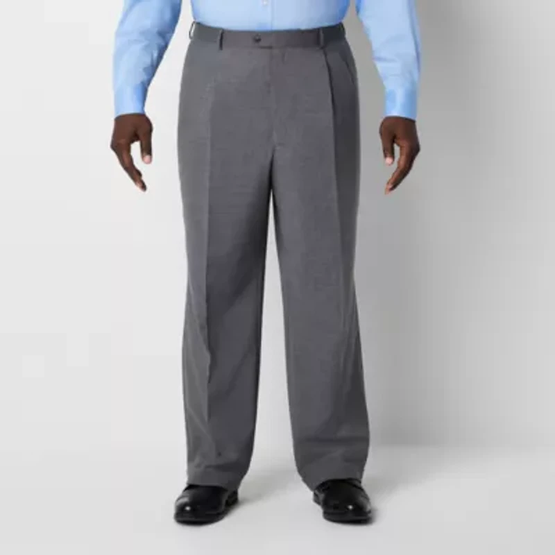 Stafford Super Wool Blend Mens Big and Tall Stretch Fabric Classic Fit Pleated Front Suit Pant