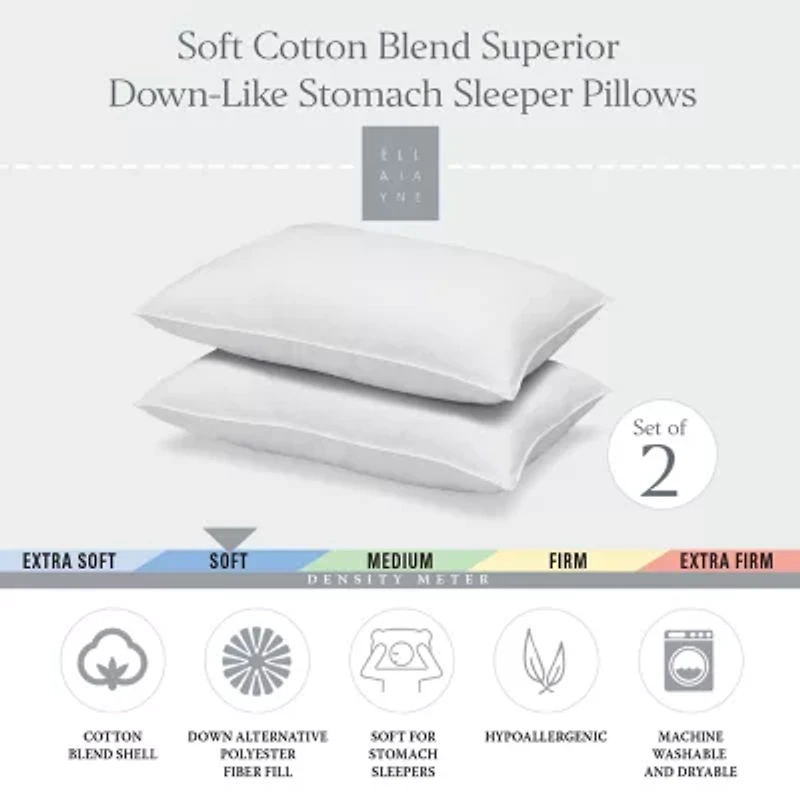 Ella Jayne Superior Cotton Blend Shell Soft Down Alternative Stomach Sleeper Pillow