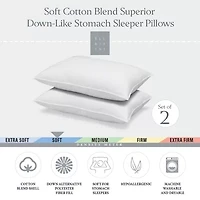 Ella Jayne Superior Cotton Blend Shell Soft Down Alternative Stomach Sleeper Pillow
