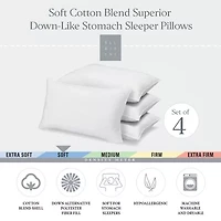 Ella Jayne Superior Cotton Blend Shell Soft Down Alternative Stomach Sleeper Pillow