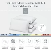 Ella Jayne Signature Plush Soft Allergy-Resistant Down Alternative Stomach Sleeper Pillow, Set of 4