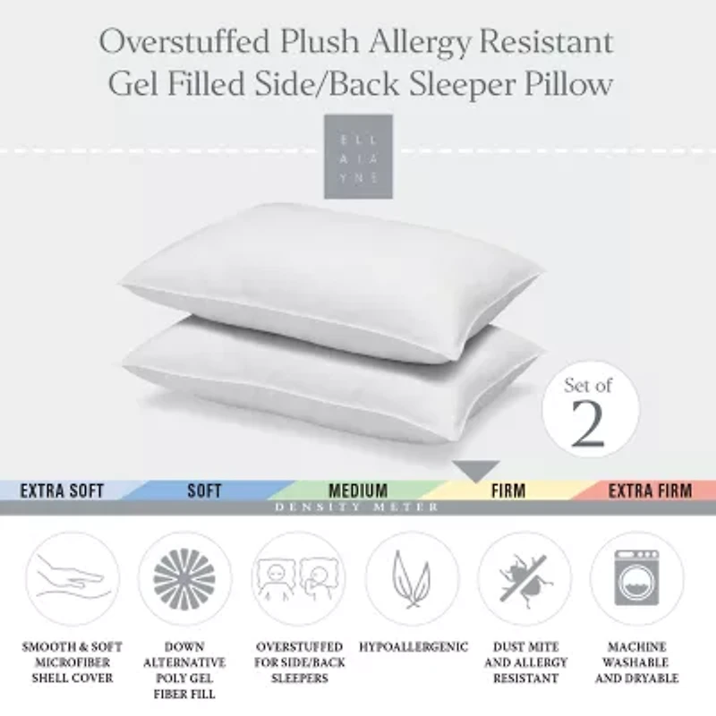 Ella Jayne Signature Plush Firm Allergy-Resistant Down Alternative Side/Back Sleeper Pillow