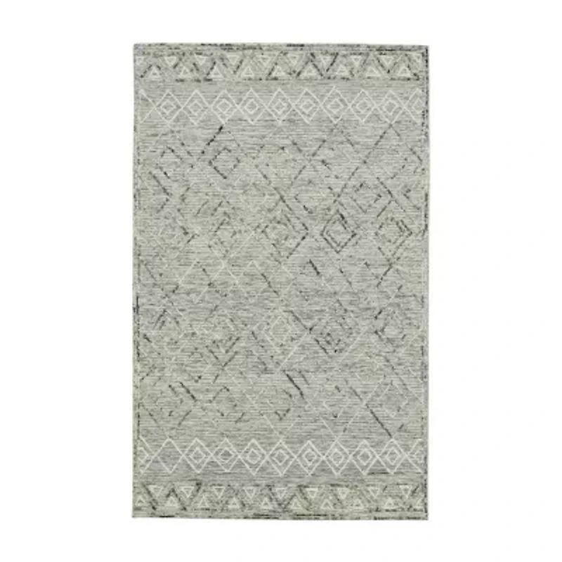 Amer Rugs Berlin Parsall Geometric Hooked Washable 5' X 8' Indoor Rectangular Area Rug