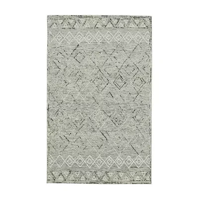 Amer Rugs Berlin Parsall Geometric Hooked Washable 5' X 8' Indoor Rectangular Area Rug