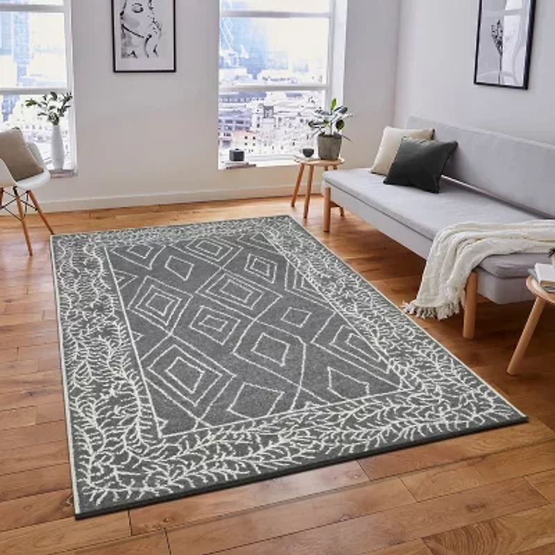 Amer Rugs Berlin Oxbow Geometric Hooked Washable 5' X 8' Indoor Rectangular Area Rug