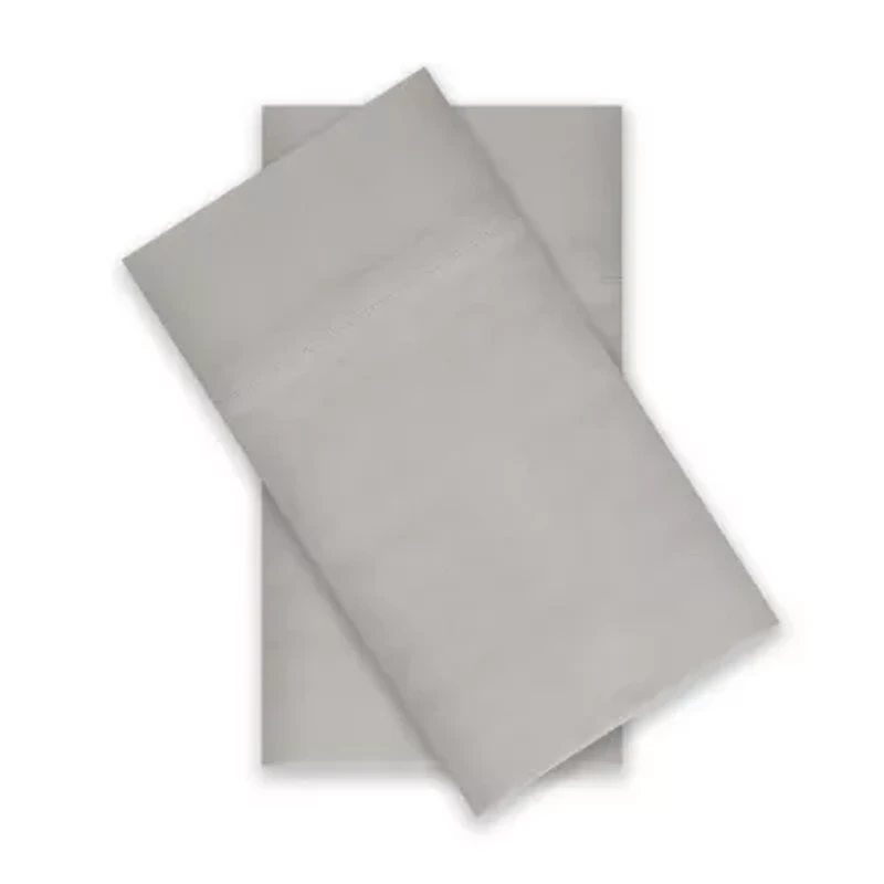 JCPenney Home™ 300tc 100% Cotton Percale Ultra Soft Solid and Print 2-Pack Pillowcases