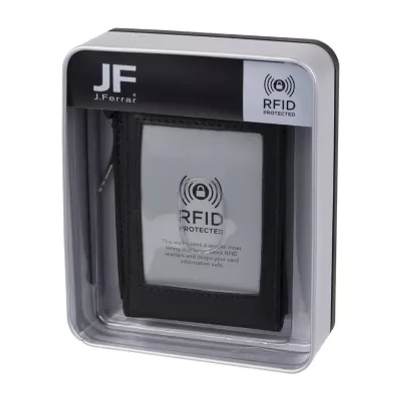 J. Ferrar Mens Magnetic RFID Blocking Bifold Wallet