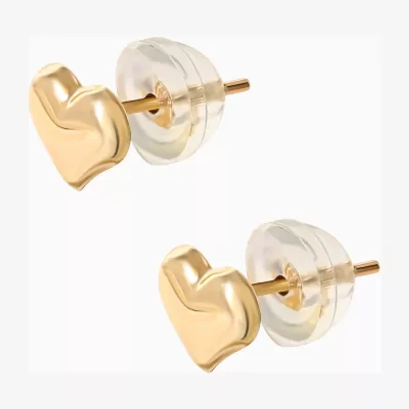 Girls 14K Gold Heart Stud Earrings