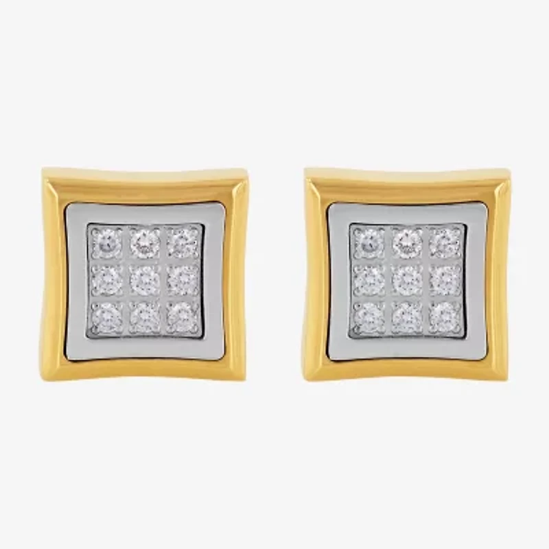 G-H / I1) 1/4 CT. T.W. Lab Grown White Diamond Stainless Steel 10.7mm Square Stud Earrings