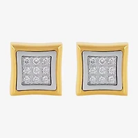 G-H / I1) 1/4 CT. T.W. Lab Grown White Diamond Stainless Steel 10.7mm Square Stud Earrings