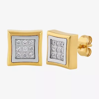 (G-H / I1) 1/4 CT. T.W. Lab Grown White Diamond Stainless Steel 10.7mm Square Stud Earrings