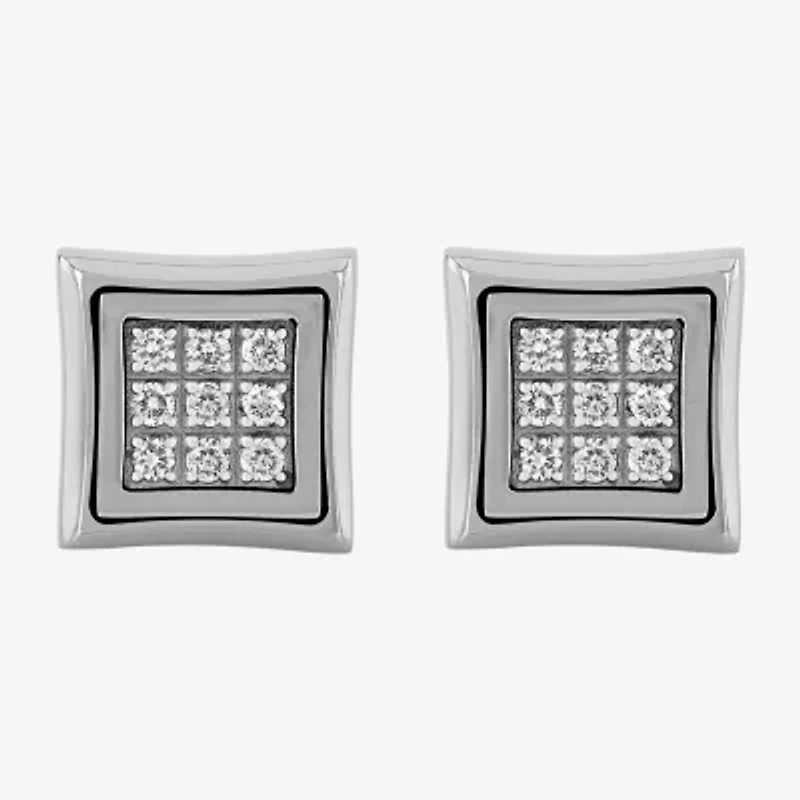(G-H / I1) 1/4 CT. T.W. Lab Grown White Diamond Stainless Steel 10.7mm Square Stud Earrings