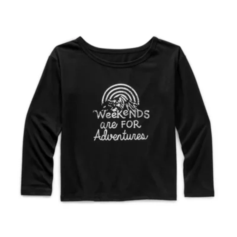 Thereabouts Little & Big Kid Girls Easy-on + Easy-off Round Neck Long Sleeve Adaptive Regular Fit Graphic T-Shirt