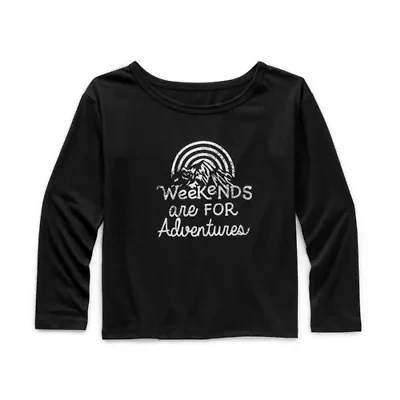 Thereabouts Little & Big Kid Girls Easy-on + Easy-off Round Neck Long Sleeve Adaptive Regular Fit Graphic T-Shirt