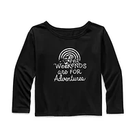 Thereabouts Little & Big Kid Girls Easy-on + Easy-off Round Neck Long Sleeve Adaptive Regular Fit Graphic T-Shirt