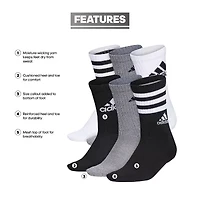 adidas Big Kid Boys 6 Pair Crew Socks